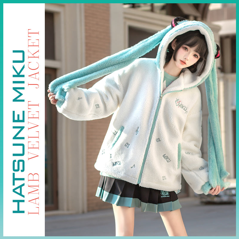 Orientalgirl Hatsune Miku Authorization Lamb Velvet Double Ponytail Jacket