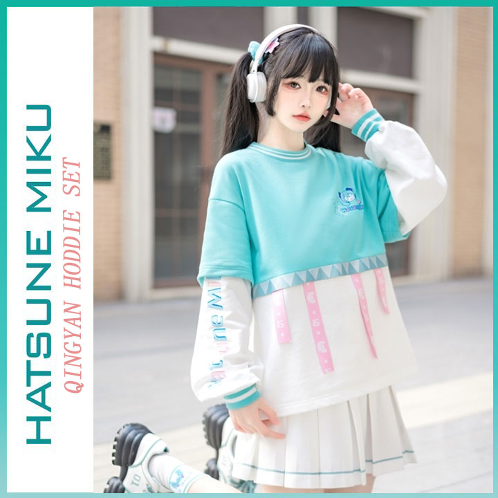 Orientalgirl Hatsune Miku Authorization 2024 Hoodie And Skirt Set