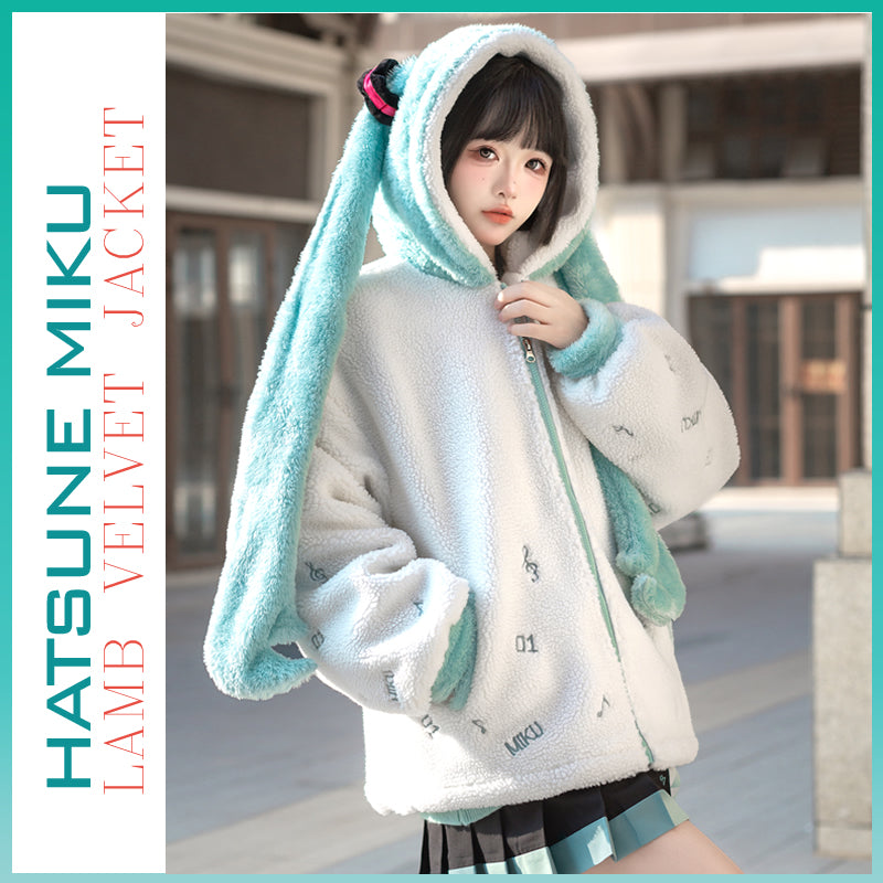 Orientalgirl Hatsune Miku Authorization Lamb Velvet Double Ponytail Jacket