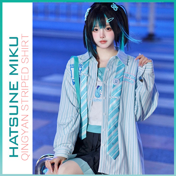 Orientalgirl Hatsune Miku Authorization 2024 Cute Loose striped shirt Spring