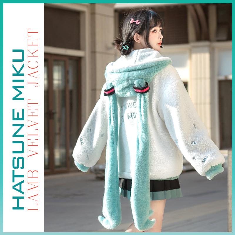 Orientalgirl Hatsune Miku Authorization Lamb Velvet Double Ponytail Jacket