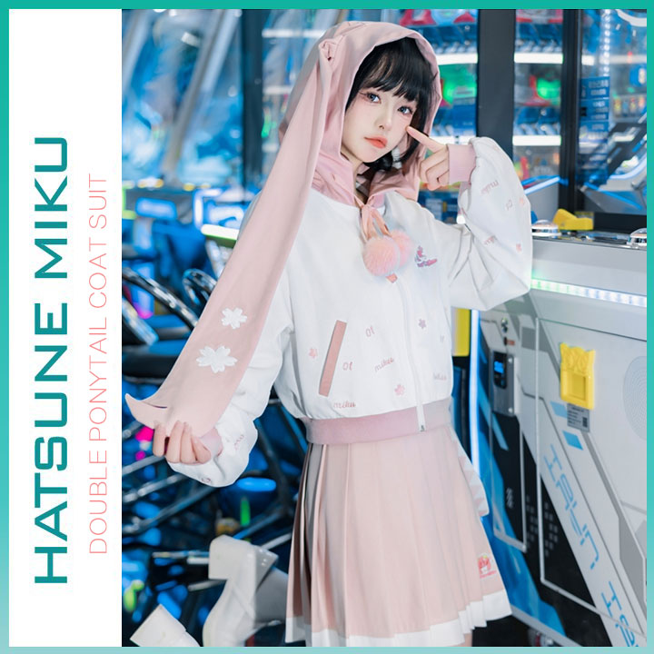 Orientalgirl Hatsune Miku Authorization 2024 jacket and skirt set spring