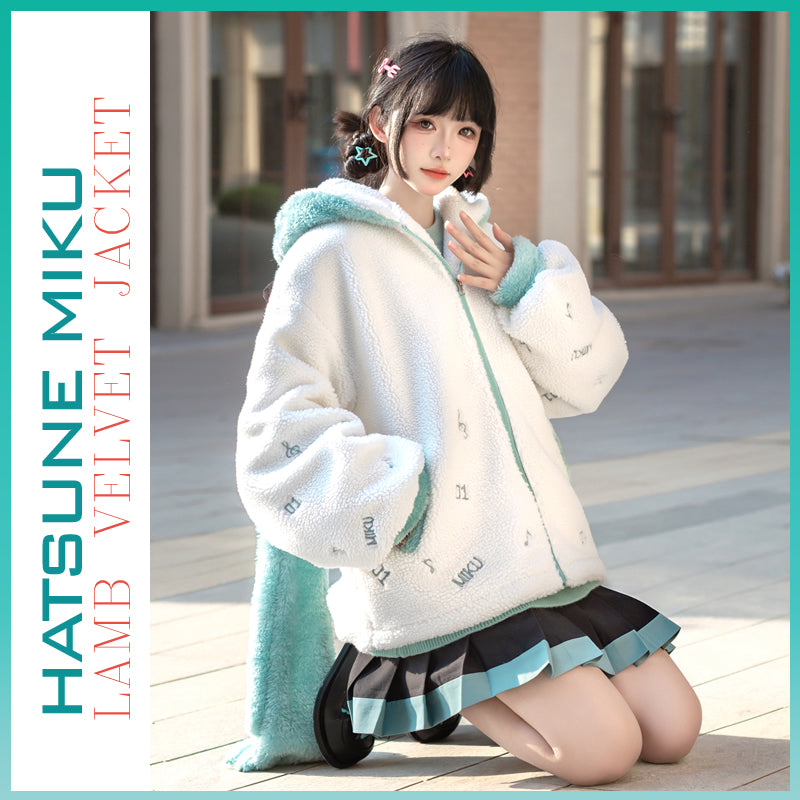 Orientalgirl Hatsune Miku Authorization Lamb Velvet Double Ponytail Jacket
