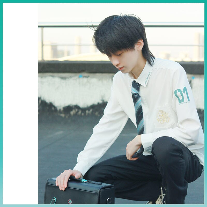 【Size S-2XL 】OrientalGirl Hatsune Miku DK Boy's Shirt HighSchool Uniform 衬衫 天羽川