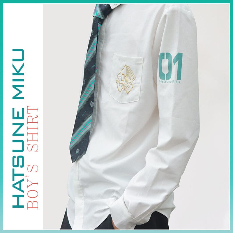 【Size S-2XL 】OrientalGirl Hatsune Miku DK Boy's Shirt HighSchool Uniform 衬衫 天羽川