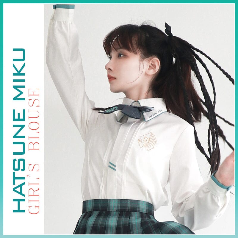【Size S-XL 】OrientalGirl Hatsune Miku JK Girl's Long Slevee Blouse HighSchool Uniform 衬衫 天羽川
