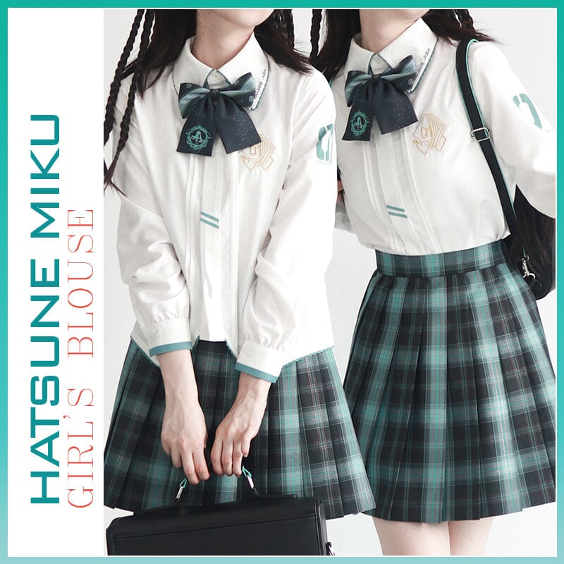 【Size S-XL 】OrientalGirl Hatsune Miku JK Girl's Long Slevee Blouse HighSchool Uniform 衬衫 天羽川