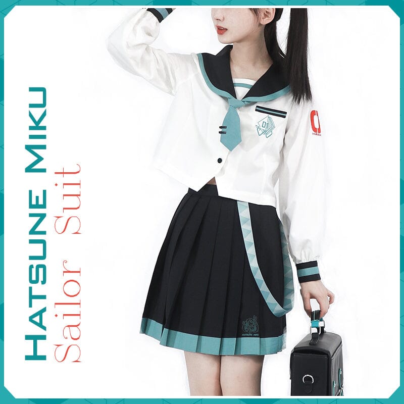 【Size S-XL 】OrientalGirl Hatsune Miku JK Sailor Suit HighSchool Uniform 水手服 天羽川