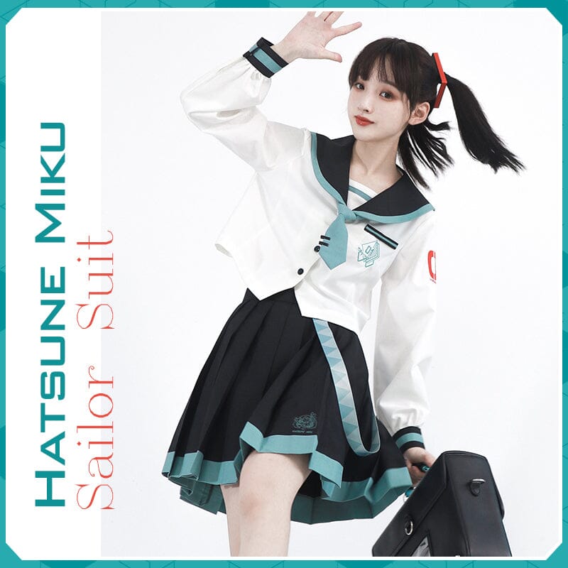 【Size S-XL 】OrientalGirl Hatsune Miku JK Sailor Suit HighSchool Uniform 水手服 天羽川