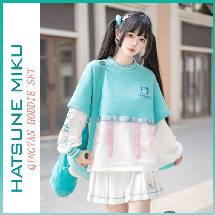 Orientalgirl Hatsune Miku Authorization 2024 Hoodie And Skirt Set