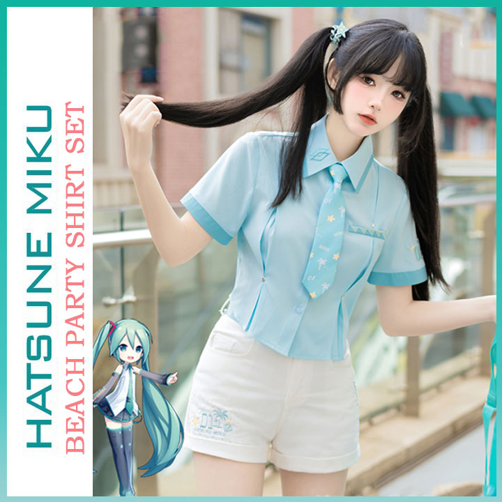 Orientalgirl Hatsune Miku Authorization 2024 Shore Party Collared Shirt