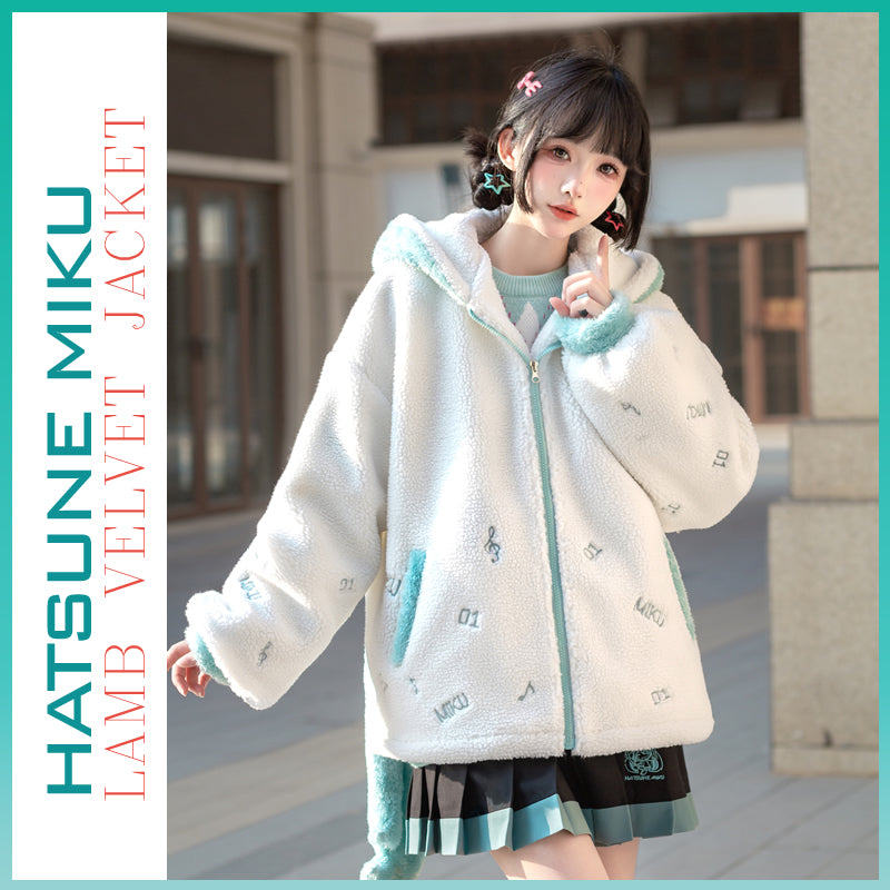 Orientalgirl Hatsune Miku Authorization  Lamb Velvet Double Ponytail Jacket