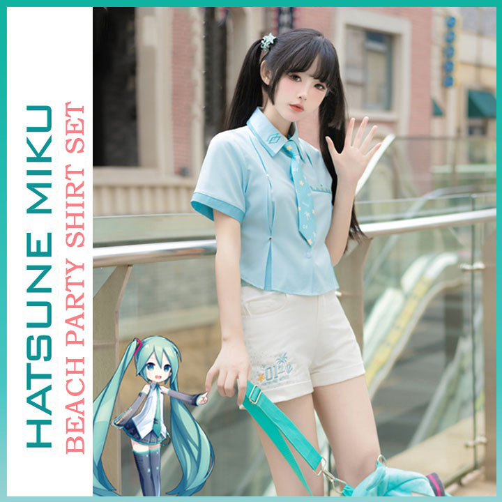 Orientalgirl Hatsune Miku Authorization 2024 Shore Party Collared Shirt