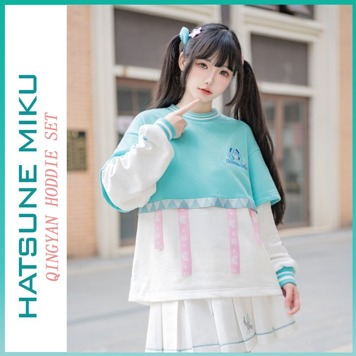 Orientalgirl Hatsune Miku Authorization 2024 Hoodie And Skirt Set