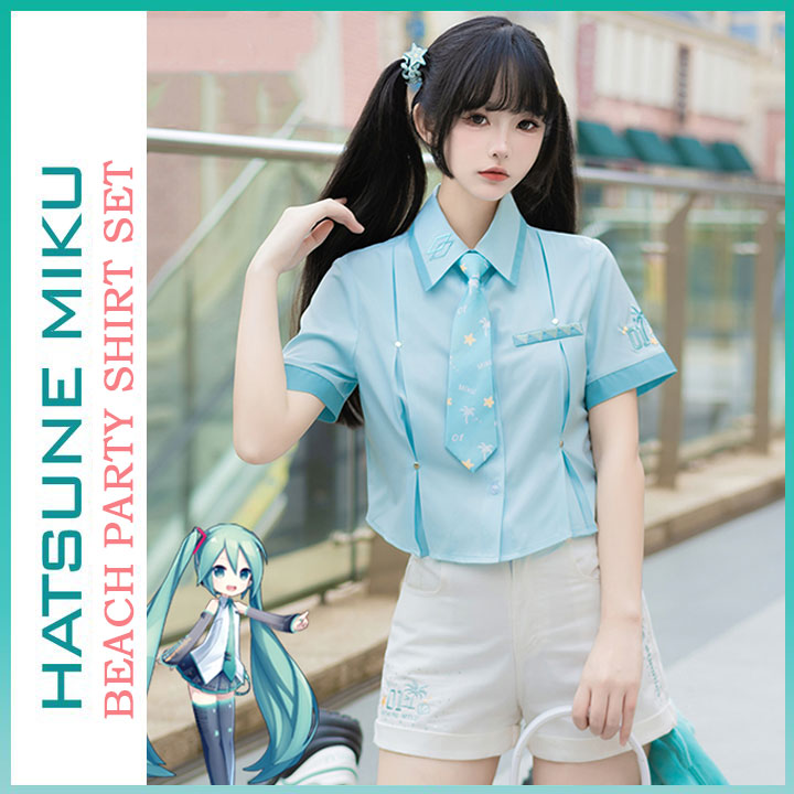 Orientalgirl Hatsune Miku Authorization 2024 Shore Party Collared Shirt