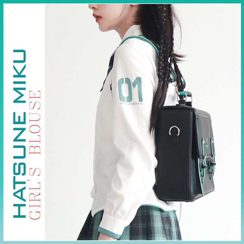 【Size S-XL 】OrientalGirl Hatsune Miku JK Girl's Long Slevee Blouse HighSchool Uniform 衬衫 天羽川 